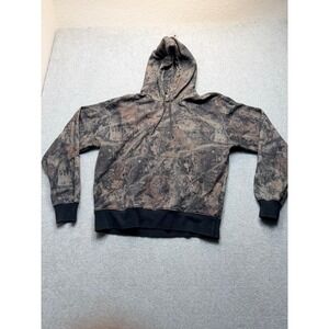 LCKR Camo Hoodie Mens Brown Grey Forest Camouflage Pullover Sweatshirt L